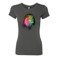 thumbnail image 2 of Lion Paint Art Splatter Abstract Art Animal Lover Womens Slim Fit Junior Tee, Dark Grey, 2XL, 2 of 3