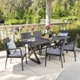 thumbnail image 2 of GDF Studio Barnwell Outdoor Wicker and Aluminum 7 Piece Dining Set with Cushion, Gray and Black, 2 of 13