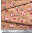 thumbnail image 2 of Soimoi Orange Moss Georgette Fabric Leaves & Peony Floral Print Fabric by the Yard 42 Inch Wide, 2 of 3