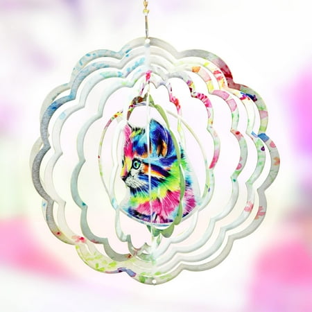 Kinetic 3D Metal Outdoor Garden Decor Wind Spinner (Colorful Cat Kinetic 3D Metal Outdoor Garden Decor Wind Spinner (Colorful Cat