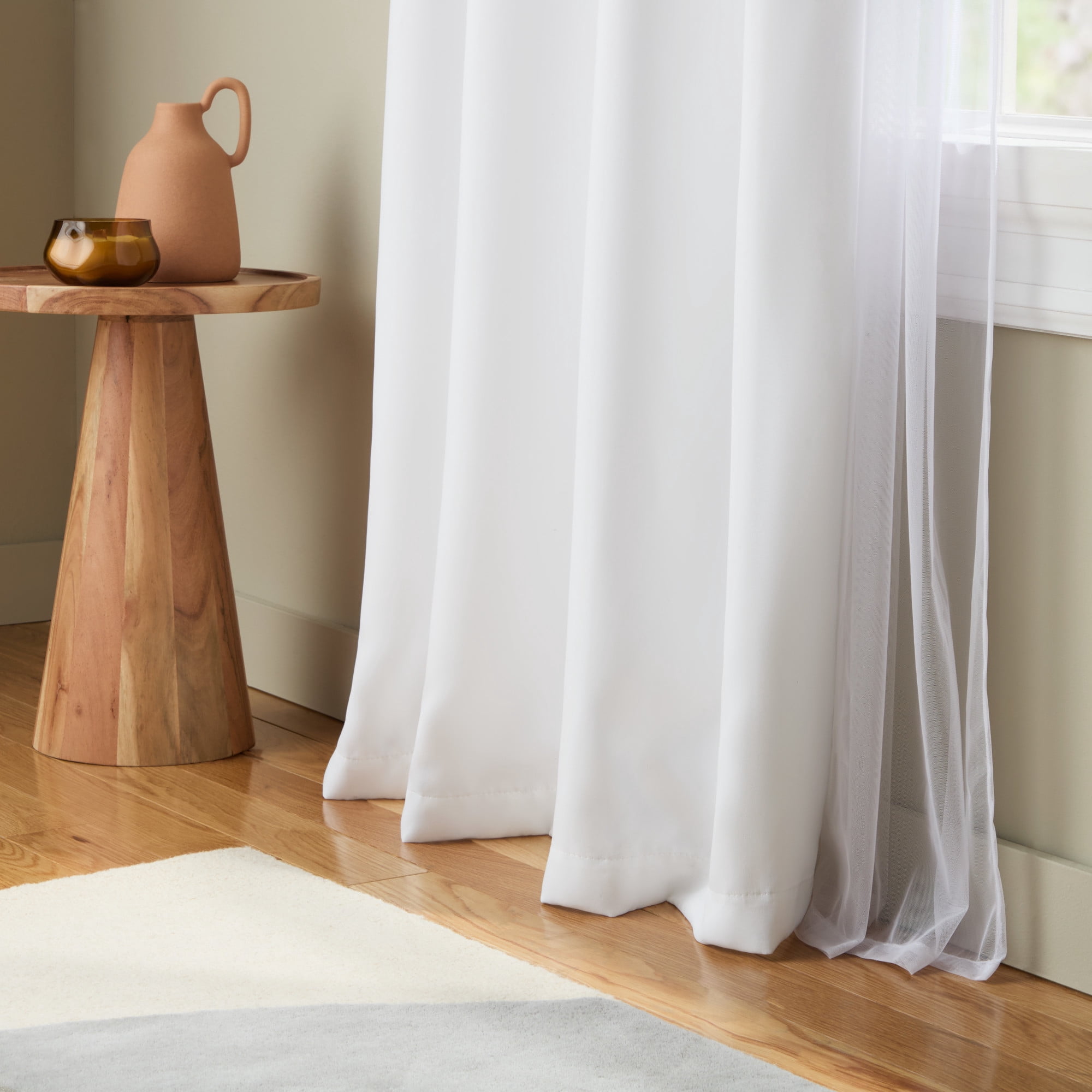 TOWN & COUNTRY LUXE Oslo Double Layer Indoor Curtains, Room Darkening and Sheer, Grommet Top, Energy Efficient, 2-Pack Set, 52"x84", White