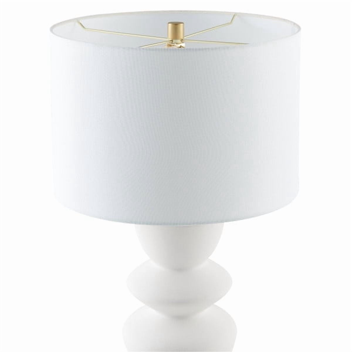 Cassian 25" Tall Table Lamp with Fabric Shade in Matte White/Brass/White