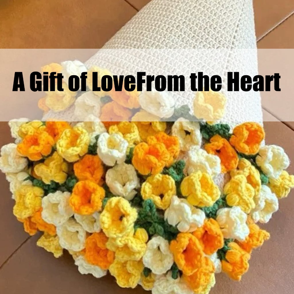 Crochet Flower Blanket Set with Crochet Hook Yarns Needle Step-by-Step Instruction and Knitting Accessories for Beginner
