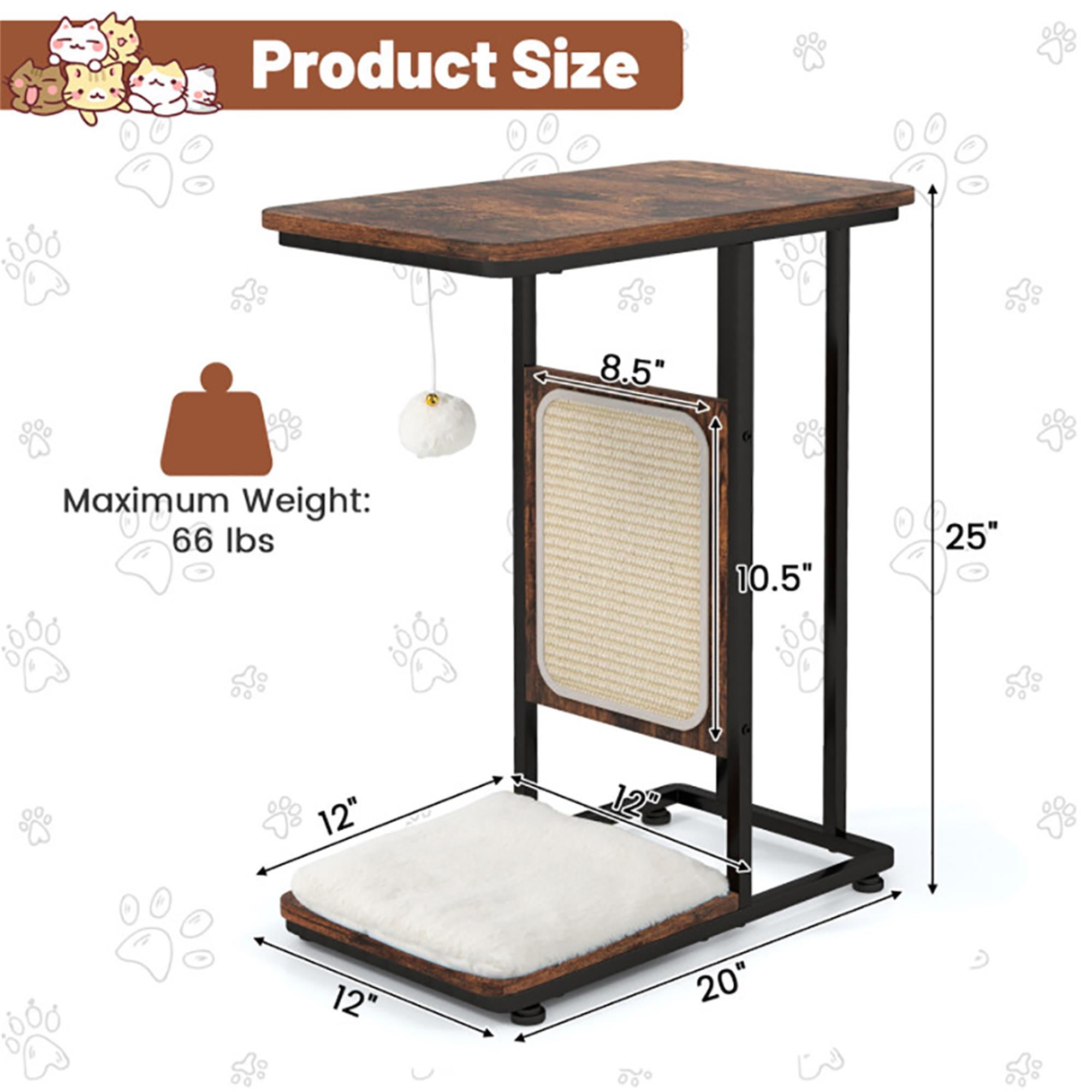 Kadyn 25" Cat Scratcher Furniture Side Table, Cat Scratching Tree with Scratching Board Prevents Furniture Damage, Brown