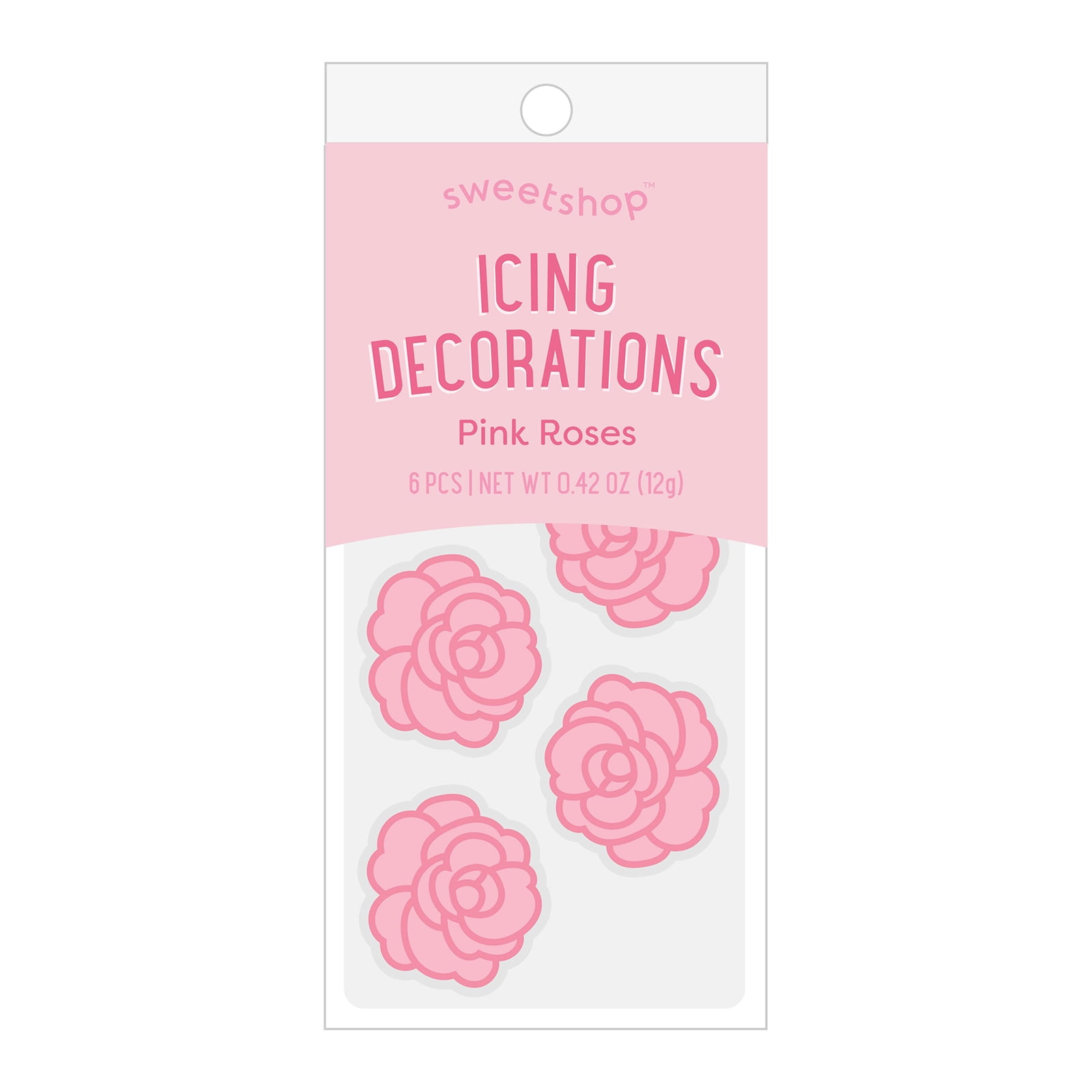 Sweetshop Pink Roses Icing Decorations - 6 Piece