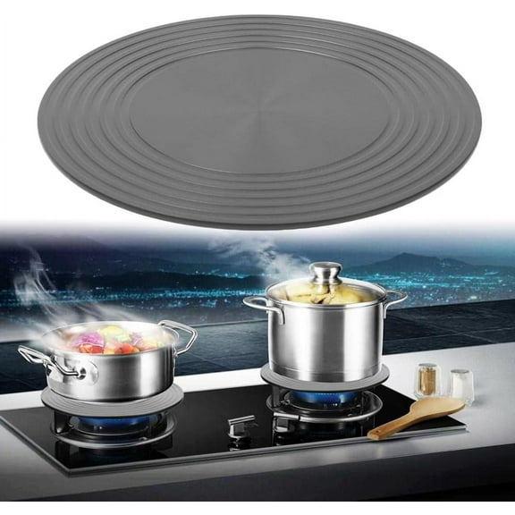 Gas Stove Heat Diffuser Plate,Simmering Thawing Conduction Plate,Multifunctional Round Fast Defrosting Tray,Topboutique Flame Guard Protection Stovetop,9 inch,Gray