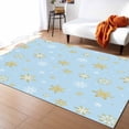 thumbnail image 3 of Christmas Gold Area Rug 2x3ft and White Snowflake Light Blue Non-Slip Washable Square Rugs Soft Felt Indoor Floor Mat for Bedroom Kitchen Living Room Bathroom, 3 of 8