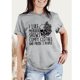 thumbnail image 2 of Camiseta de manga corta gris claro de moda para mujer con estampado negro, cuello redondo, corte informal, talla M, 2 of 6
