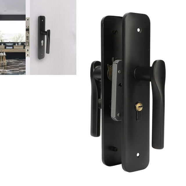 Door Handle Set, Tight Fit Stainless Steel Comfortable Grasp Bending Angle Aesthetic Style Door Handle Lock Set Coated for Bedroom