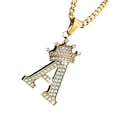 thumbnail image 1 of 26 Lettres Anglaises Pendentif Couronne Collier Chaîne en Acier Inoxydable Zircon, 1 of 9