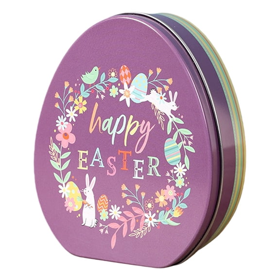 Easter Candy Box, Easter Egg Tin Box, Egg Shaped Tin Containers for Treats Wrapping Box for Mints Chocolates Cookies for Easter Party Favors, 1 Pcs, 4.3x3.5x1.7"