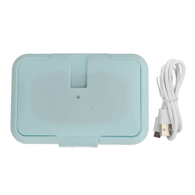 Calentador de toallitas húmedas portátil para bebés, dispensador de toallitas húmedas a temperatura constante, mantiene las toallitas húmedas y calientes para bebés, color azul claro