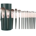 thumbnail image 1 of 14 brochas de MAQUILLAJE correctores de POLVO de base brochas para rubor de sombras de ojos brocha de MAQUILLAJE profesional con estuche verde Unique Bargains, 1 of 7
