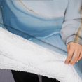 thumbnail image 3 of Oversized Wearable Blanket Hoodie,Blue Marble Gold Line Pattern Sherpa Blanket Hoodie with Super Pockets,Super Warm Fuzzy Pullover for Women & Men, 3 of 6