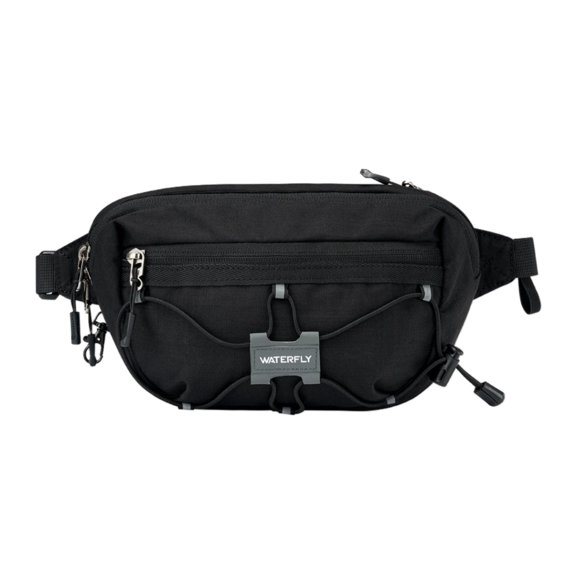 WATERFLY Unisex Anti Theft RFID Blocking Hiking Running Nylon Fanny Pack Waist Bag,Black