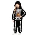 thumbnail image 3 of CAIVO Girls Halloween Outfit Sets Two Piece Skeleton Printed Hoodie Long Sleeve Sweatshirt With Pants Toddler Kids Fall Casual Tracksuit Clothing Set, 3 of 5
