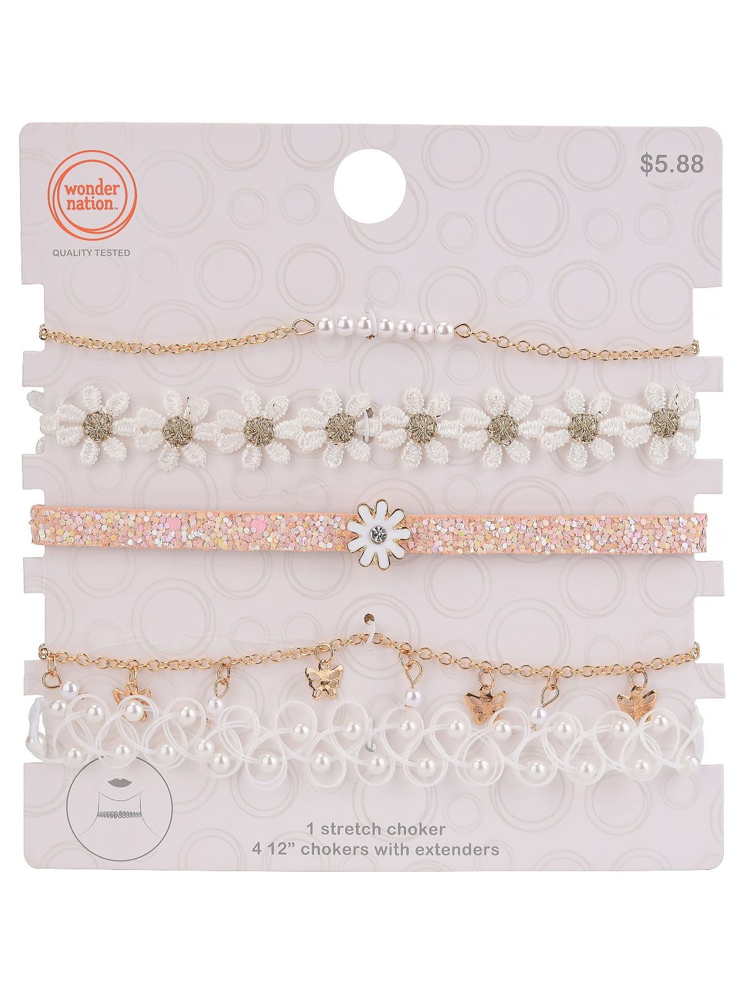 Wonder Nation Female 5pc Gold Tone Butterfly and Daisy Choker Set