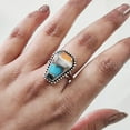 thumbnail image 5 of Oyster Copper Turquoise Ring, Natural Turquoise Ring, December Birthstone, Womens Ring, Coffin Ring, 925 Sterling Silver, Christmas, Handmade, Statement Jewelry, Coffin Shape Gemstone Ring, 5 of 7
