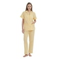 thumbnail image 3 of GLOBAL Women 100% Cotton Button Down Short Sleeve Top & Long Pants Summer Pajama Set with Pockets, 2-Piece, Sizes S to 3XL, 3 of 6