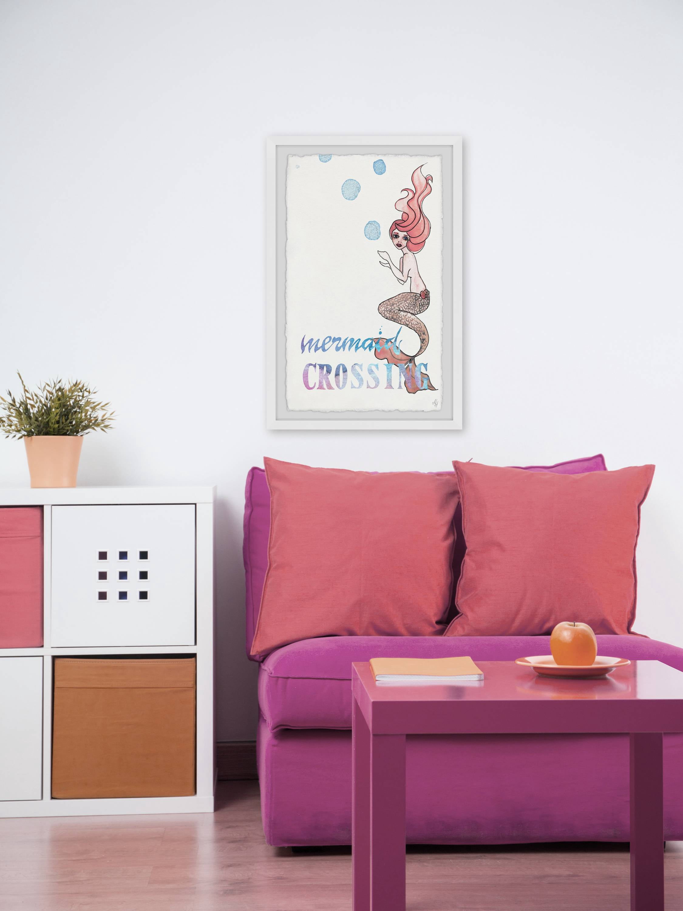 Marmont Hill Mermaid Crossing Bubbles Framed Wall Art