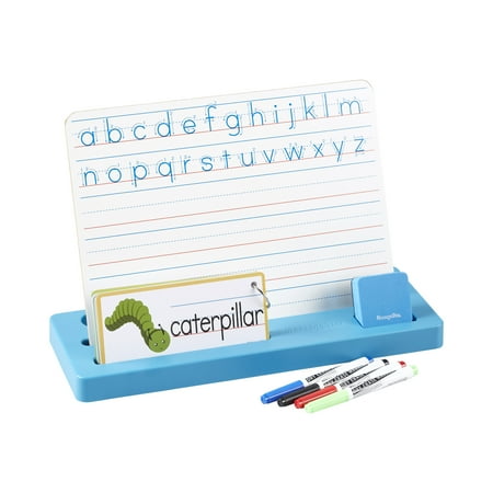 ECR4Kids Printing Practice Station with Tracing Cards, Pens and Eraser, White/Blue