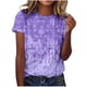 thumbnail image 2 of ICHUANYI Clearance Women's Fashion Printed T-shirt Short Sleeves Blouse Round Neck Casual Tops(Purple, L) ICHUANYI WER2023080703523, 2 of 4