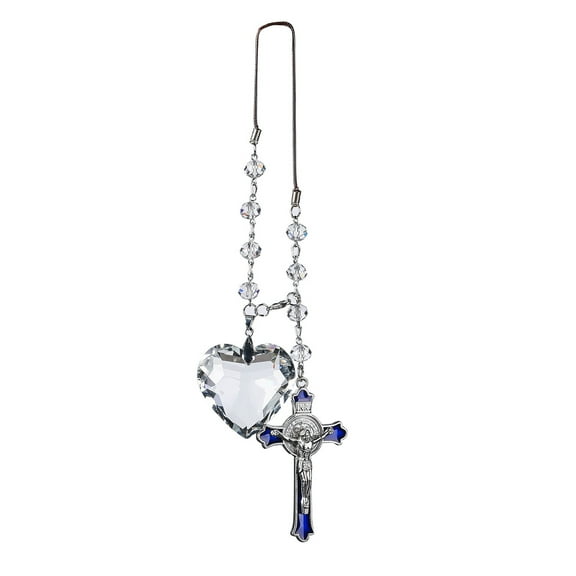 Car Pendant Car Decoration Crystal Heart Alloy Glazed Pendant, Rearview Crucifix Pendant