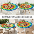 thumbnail image 7 of Colorful Tie Dye Rainbow Pattern Round Fitted Tablecloth with Elastic Edge,Dining Table Cover Waterproof,Outdoor Round Tablecloth for Camping,Dining,Indoor and Outdoor, 7 of 7