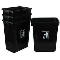 Afromy 12 Gallon Plastic Rectangular Garbage Can, Open Top Waste Basket for Office, Home, 4 Pack(Black)