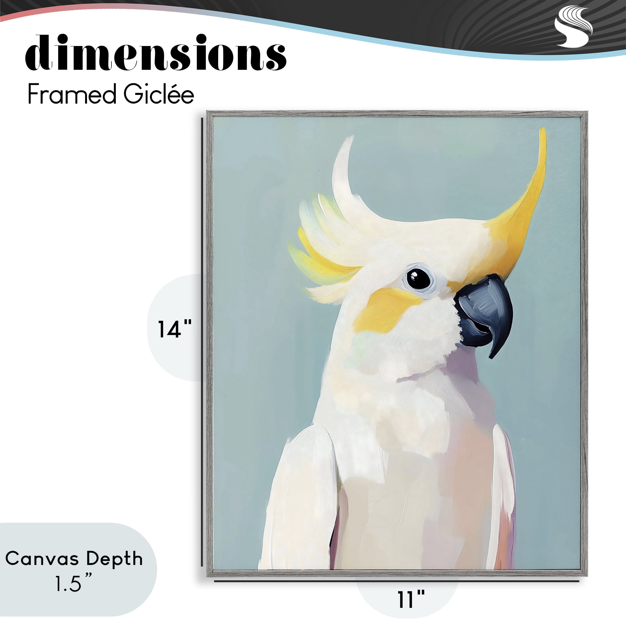 Stupell Industries Yellow Crested Cockatoo Gray Framed Giclee Art, design by The Prints Vibe