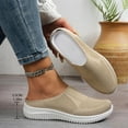 thumbnail image 4 of Women's Breathable Knit Walking Mules Fashion Backless Slip On Sneakers Soft Sole Non Slip Walking Shoes Beige Size 6.5, 4 of 8