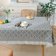 thumbnail image 6 of Honmine Cotton Linen Jacquard Geometry Small Square Tablecloth, Farmhouse Fringe Decorative Table Cloth Dust Proof Table Cover for Kitchen Dining Picnic Rustic Holiday, 6 of 6