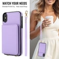 thumbnail image 4 of For iPhone XS/X Phone Case Wallet Card Holder,RFID Blocking PU Leather Back Magnetic Flip Kickstand Folio Case Wrist Lanyard & Crossbody Strap Protective Women Girls Cover,Violet, 4 of 8