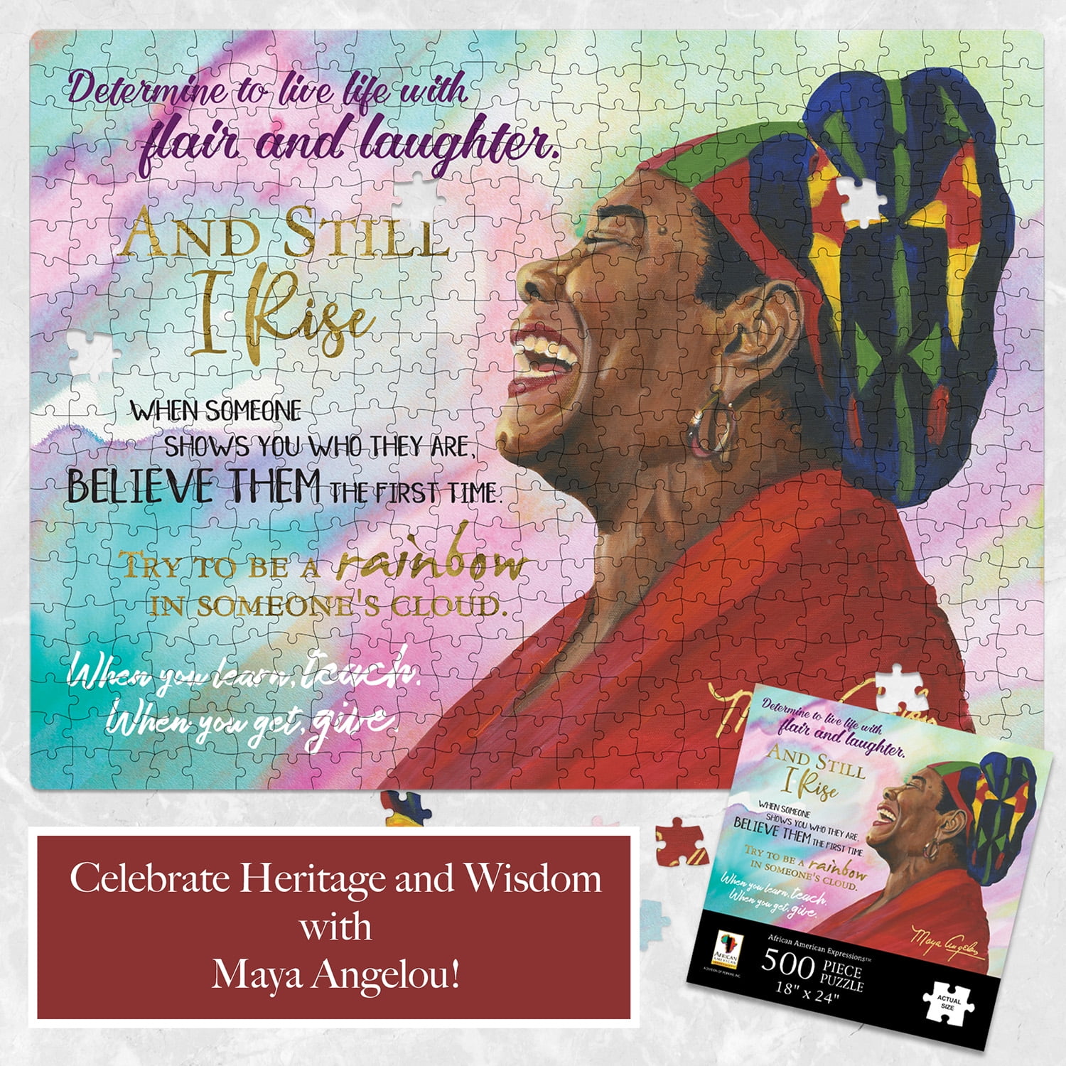 African American Expressions – 500-Piece Jigsaw Puzzle – Inspirational Black Art, Best for Relaxation and Reflection (Maya Angelou)