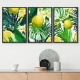 thumbnail image 2 of wall26 - 3 Piece Framed Canvas Wall Art - Vector - Seamless Pattern of Lemon, Flowers and Tropical Leaves on a White Background. - Modern Home Art Stretched and Framed Ready to Hang - 24"x36&quo, 2 of 5