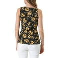 thumbnail image 5 of INSPIRE CHIC Women's Summer Tops Sleeveless V Neckline Wrap Tie Waist Tops S Black Yellow, 5 of 7