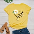thumbnail image 2 of JINMGG Womens Plus Size $5 Women's Fashion Casual Loose Floral Letter Print Round Neck Top T-Shirt Yellow XXXXL, 2 of 3