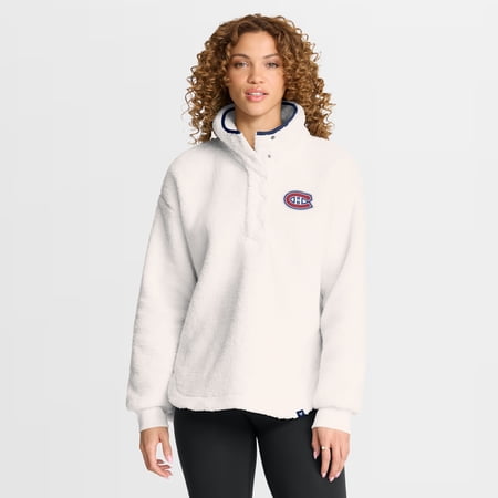 Women's Fanatics White Montreal Canadiens Rush Sherpa Half-Snap Pullover