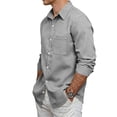 thumbnail image 3 of Clossjun Mens Long Sleeve Button Down Shirts Casual Collared Untucked Shirt Pocket Summer Lightweight T Shirts, 3 of 6