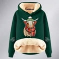 thumbnail image 4 of Women Lined Highland Cow Hoodie with Plaid Scarf and Fuzzy Hem Drawstring Winter Warm Cozy Pullover Sweatshirt Top, 4 of 4