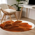 thumbnail image 4 of Burnt Orange Round Area Rug 3.3 FT, Non Slip Small Entryway Kitchen Mat, Sparkle Gold Stained Floral Flower Art Washable Soft Circular Rug Non-Shedding Door Mat for Bathroom Playroom Kids Room, 4 of 9