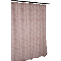 Serafina Home Decorative Sheer Fabric Shower Curtain: Blush Embroidered Leaf and Vines Botanical Design Metallic Silver Treading