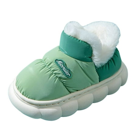 Vedolay Back To School Boys Girls Toddler Snow Boots Winter Warm Kids Button Boots Outdoor Shoes (Green 28)