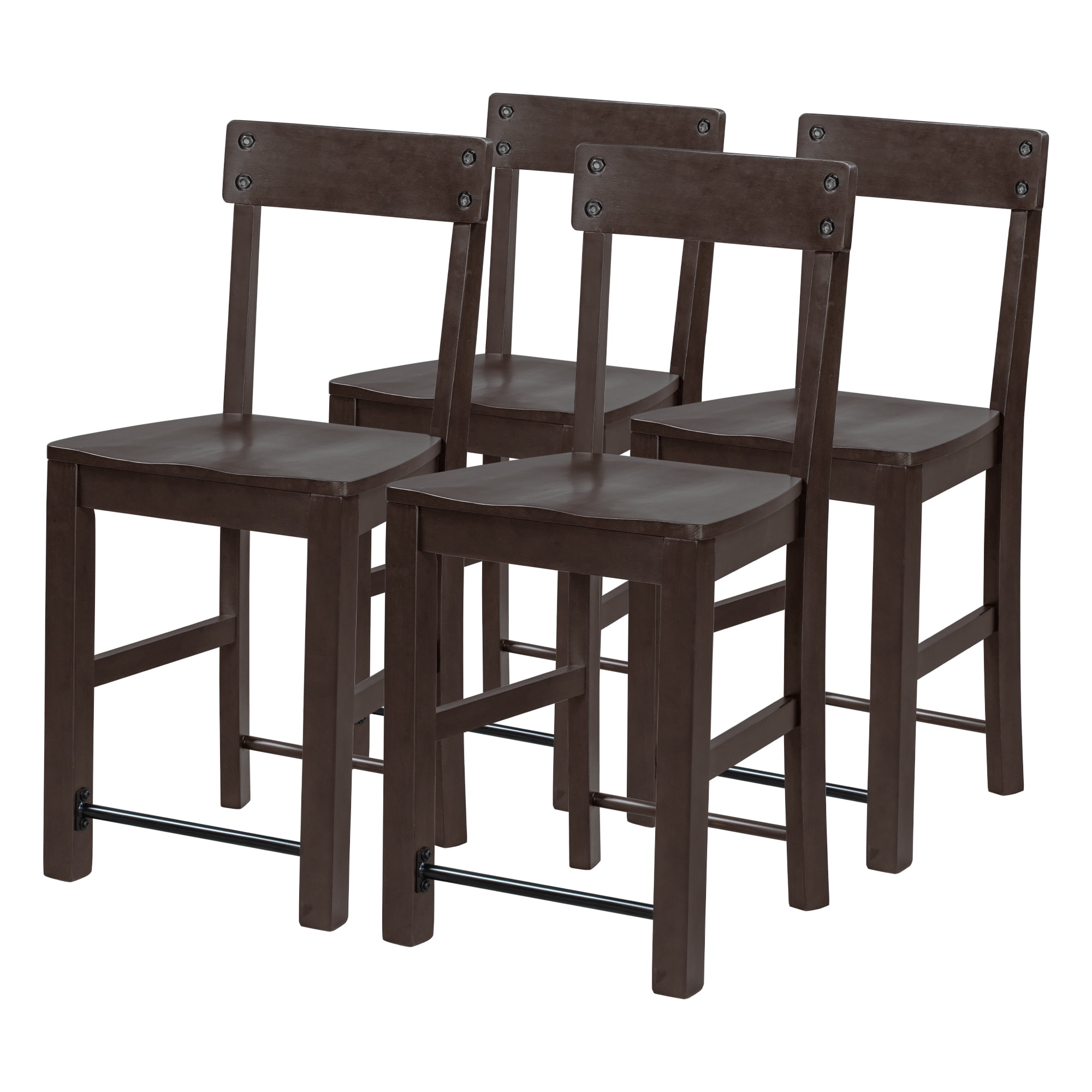 4Piece Industrial Style Solid Wood Counter Height Kitchen Dining