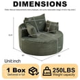 thumbnail image 2 of 50"L Corduroy Sponge single sofa,No Assembly Required,Fluffy Modern Sleeper Chair for Living room,Green, 2 of 6