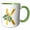 Green/White, variant on 3drose, Christmas Floral Image of Gold Monogram Initial K, 11oz Two-tone Black Mug