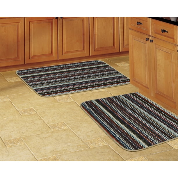Garland Rug Carnival Stripe 2pc Kitchen Rug Set 18 In X28 In Slice 18 In X28 In Mat Random Multi Color Walmart Com Walmart Com