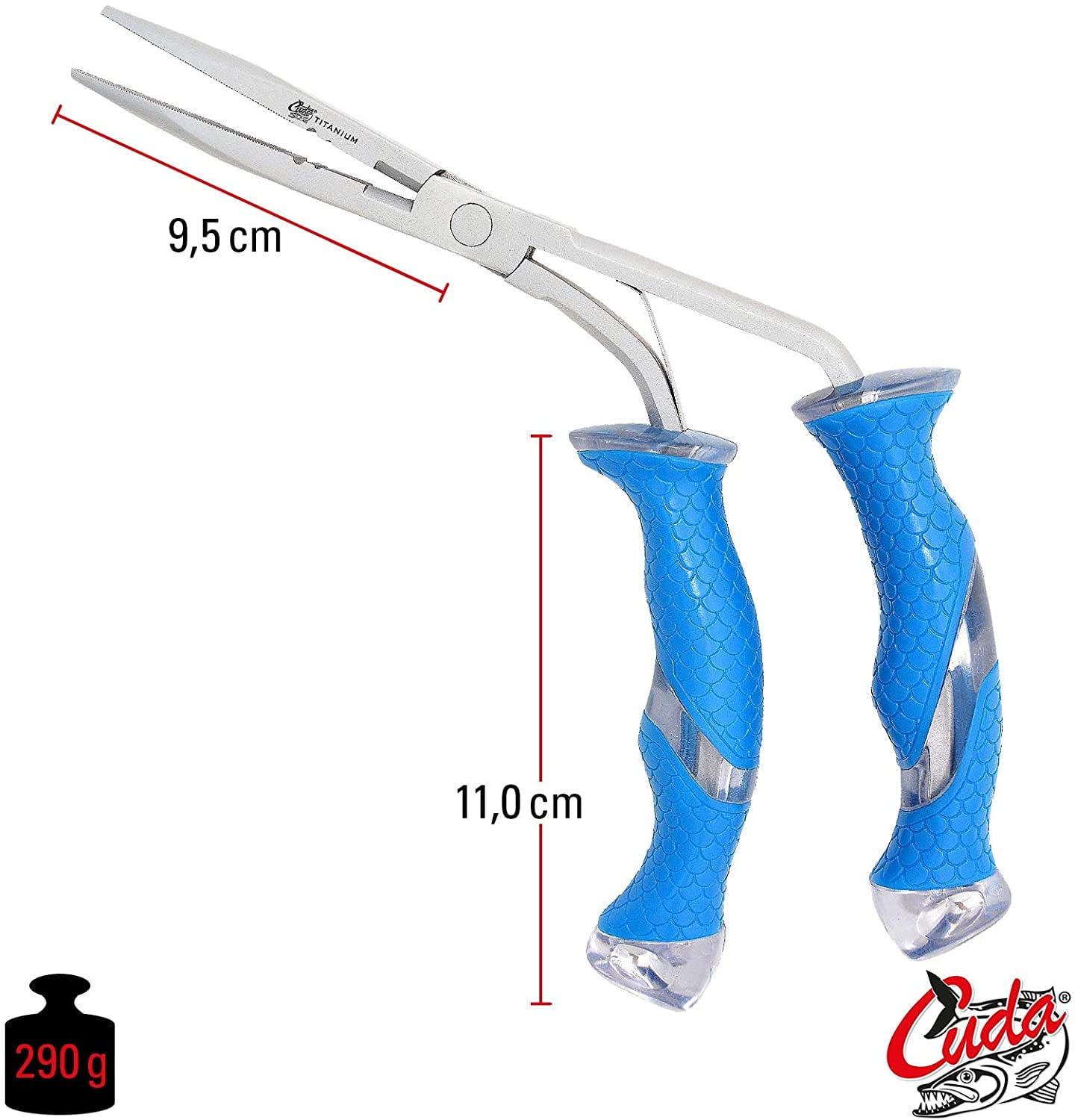 Cuda 9" Titanium Bonded Stainless Steel Freshwater Pistol Grip Fishing Pliers, Blue
