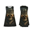 thumbnail image 7 of Wukai Metal Evil Skull Print Women's Sleeveless Dress, Loose Fit Casual Dress for Women, Comfortable Sleeveless Summer Dress, 7 of 7