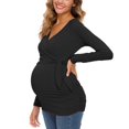 thumbnail image 1 of Glampunch Camisas de maternidad para mujer, camisetas de maternidad de manga corta y larga con lazo frontal, 1 of 5
